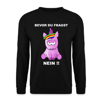 Bevor Du fragst - NEIN!! - Unisex Pullover - Schwarz - Vorne - Alina (178cm) & Michal (187cm)