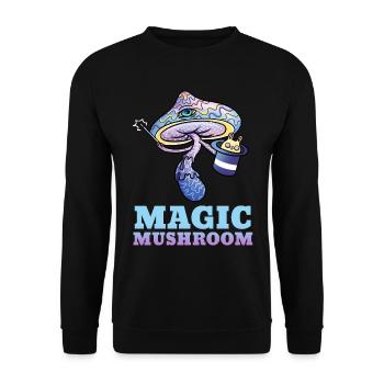 Trippy Psilocybin Toadstool Gift Psy & Goa - Unisex Sweatshirt - black - Front - Alina (178cm) & Michal (187cm)