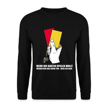 Lustiges Fußball Schiedsrichter/ Schiri Geschenk - Unisex Pullover - Schwarz - Vorne - Alina (178cm) & Michal (187cm)
