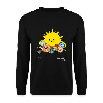 Lustiges Planet Pluto Geschenk, Astronomie Fan - Unisex Pullover - Schwarz - Vorne - Alina (178cm) & Michal (187cm)