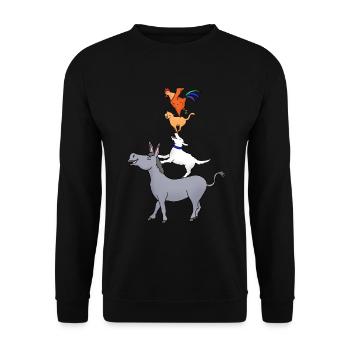 Bremer Stadtmusikanten, Geschenk aus Bremen - Unisex Pullover - Schwarz - Vorne - Alina (178cm) & Michal (187cm)