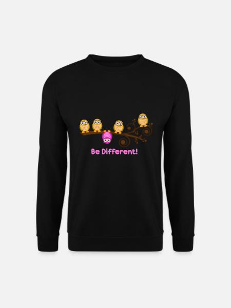 Be Different Süße Eulen Spruch - Unisex Pullover - Schwarz
