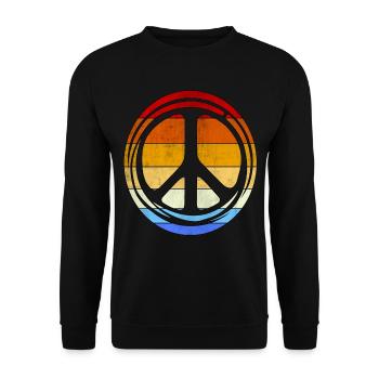 Peace Retro Vintage Frieden Love Bewegung 60er 68 - Unisex Pullover - Schwarz - Vorne - Alina (178cm) & Michal (187cm)