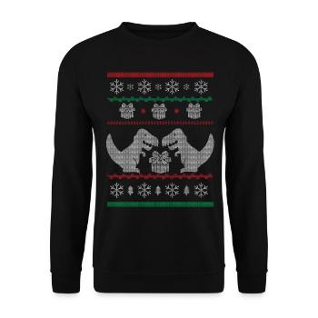 Noël moche dinosaures de Noël dinosaures - Sweat-shirt Unisexe - noir - Devant - Alina (178cm) & Michal (187cm)