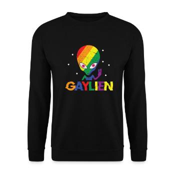 Gaylien Gay Alien Gay Extraterrestrial LGBT - Unisex Sweatshirt - black - Front - Alina (178cm) & Michal (187cm)