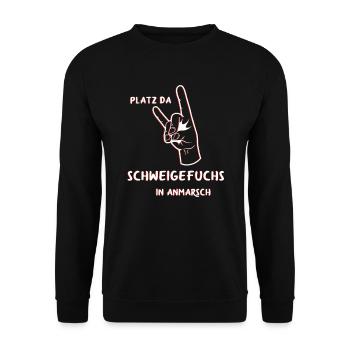 Schweigefuchs Erzieher Pädagoge Lehrer Geschenk - Unisex Pullover - Schwarz - Vorne - Alina (178cm) & Michal (187cm)