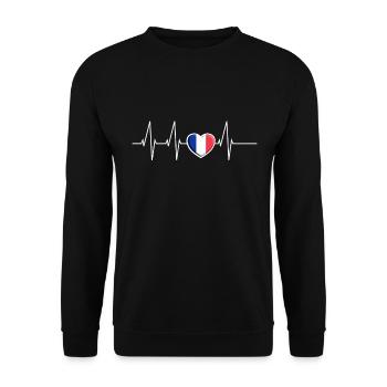 Battements de coeur France Coeur France drapeau cadeau - Sweat-shirt Unisexe - noir - Devant - Alina (178cm) & Michal (187cm)