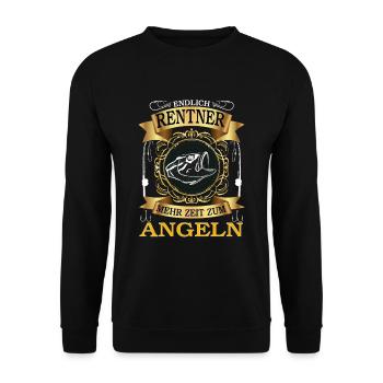 Rentner Angeln Rentenbeginn Hobby Angler Geschenk - Unisex Pullover - Schwarz - Vorne - Alina (178cm) & Michal (187cm)