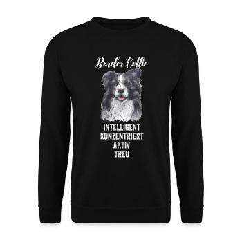 Border Collie - Unisex Pullover - Schwarz - Vorne - Alina (178cm) & Michal (187cm)