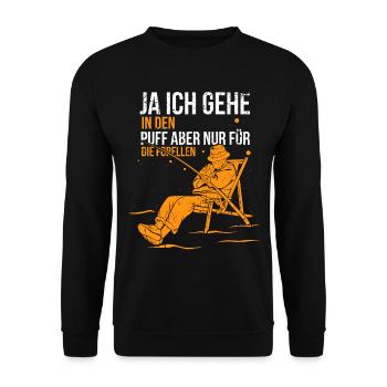 Angeln Lustiger Angler Spruch Forellen Fischen - Unisex Pullover - Schwarz - Vorne - Alina (178cm) & Michal (187cm)