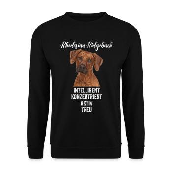 Rhodesian Ridgeback Hund Tier Geschenk - Unisex Pullover - Schwarz - Vorne - Alina (178cm) & Michal (187cm)