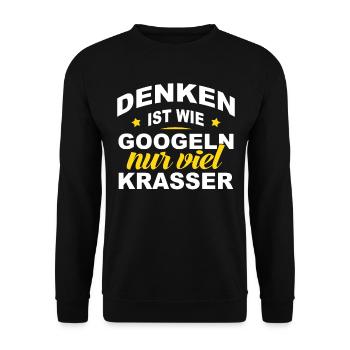 Denken ist wie googeln - Unisex Pullover - Schwarz - Vorne - Alina (178cm) & Michal (187cm)