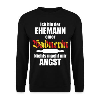 Lustiger Spruch für Ehemänner | Baden Badenerin - Unisex Pullover - Schwarz - Vorne - Alina (178cm) & Michal (187cm)