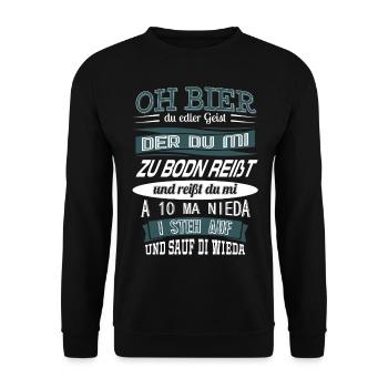 Bayrischer Bierspruch - Mundart Dialekt - Unisex Pullover - Schwarz - Vorne - Alina (178cm) & Michal (187cm)