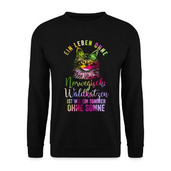 Chat des forêts norvégiennes - Sweat-shirt Unisexe - noir - Devant - Alina (178cm) & Michal (187cm)