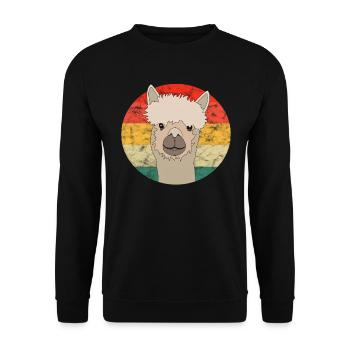 Llama alpaga retro decoration vintage - Sweat-shirt Unisexe - noir - Devant - Alina (178cm) & Michal (187cm)