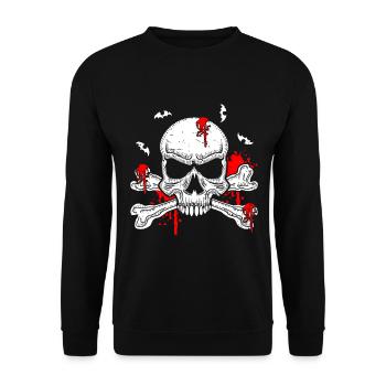 Crâne retro Sang Sang Sang Vintage - Sweat-shirt Unisexe - noir - Devant - Alina (178cm) & Michal (187cm)