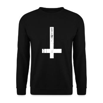 Inverted Cross Atheist Atheism Atheist Cross - Unisex Sweatshirt - black - Front - Alina (178cm) & Michal (187cm)