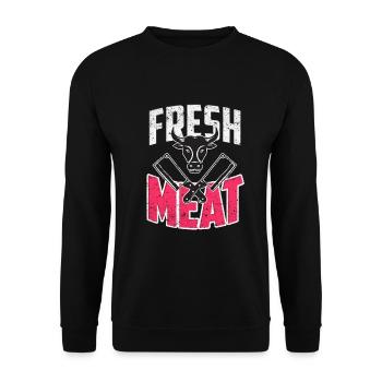 Schlachter Metzger Beruf Geschenk - Unisex Pullover - Schwarz - Vorne - Alina (178cm) & Michal (187cm)