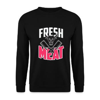 Schlachter Metzger Beruf Geschenk - Unisex Pullover - Schwarz - Vorne - Alina (178cm) & Michal (187cm)
