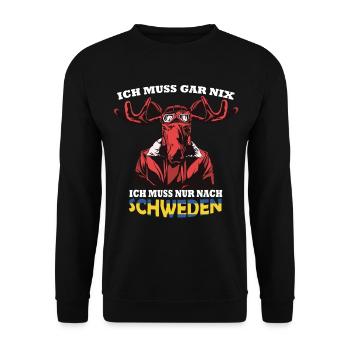Schweden Urlaubs Shirt mit Schwedischen Elch Fahne - Unisex Pullover - Schwarz - Vorne - Alina (178cm) & Michal (187cm)