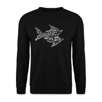 Bicycle fish eats car car - MTB BMX road bike - Unisex Sweatshirt - black - Front - Alina (178cm) & Michal (187cm)