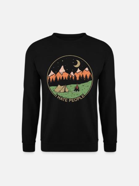 I hate people, camping is okay - Unisex Pullover - Schwarz