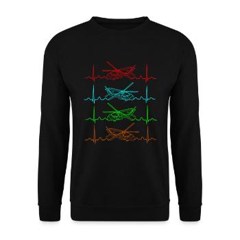 Hubschrauber Herzschlag - Unisex Pullover - Schwarz - Vorne - Alina (178cm) & Michal (187cm)