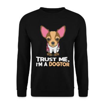 Trust Me I'm A Dogtor Hund Zwergpinscher - Unisex Pullover - Schwarz - Vorne - Alina (178cm) & Michal (187cm)