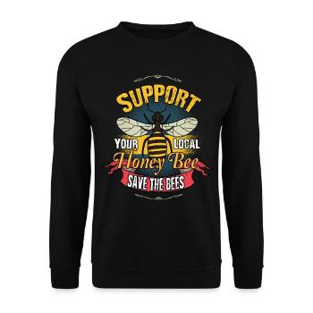 Biene Honig Tier Geschenk - Unisex Pullover - Schwarz - Vorne - Alina (178cm) & Michal (187cm)