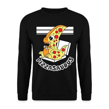 Niedlicher und entzückender "Pizzasaurus" TStück - Unisex Pullover - Schwarz - Vorne - Alina (178cm) & Michal (187cm)