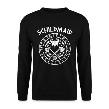 Wikinger Schildmaid Shirt - Unisex Pullover - Schwarz - Vorne - Alina (178cm) & Michal (187cm)