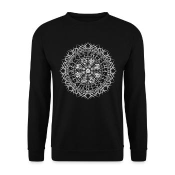 Wikinger Vegvisir mit Wikingergebet weiss - Unisex Pullover - Schwarz - Vorne - Alina (178cm) & Michal (187cm)