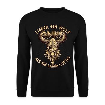 Lamm Gottes Wolf Odins Geschenk - Unisex Pullover - Schwarz - Vorne - Alina (178cm) & Michal (187cm)