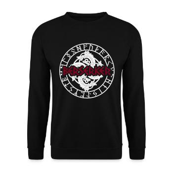 Wikinger Berserker mit Runenkreis und Drachen - Unisex Pullover - Schwarz - Vorne - Alina (178cm) & Michal (187cm)