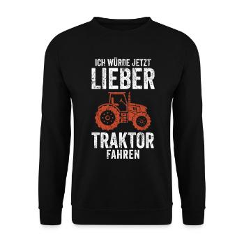 Traktor Ernte - Unisex Pullover - Schwarz - Vorne - Alina (178cm) & Michal (187cm)