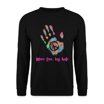 Mehr Liebe Weniger Hass Hippie - Unisex Pullover - Schwarz - Vorne - Alina (178cm) & Michal (187cm)