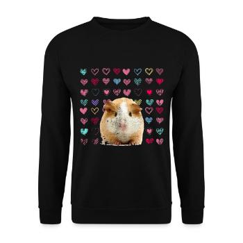 Meerschweinchen Tier Geschenk - Unisex Pullover - Schwarz - Vorne - Alina (178cm) & Michal (187cm)