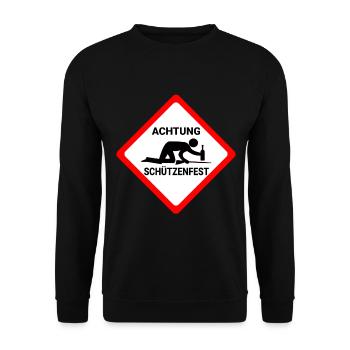 Attention Schützenfest funny party warning sign fun - Unisex Sweatshirt - black - Front - Alina (178cm) & Michal (187cm)