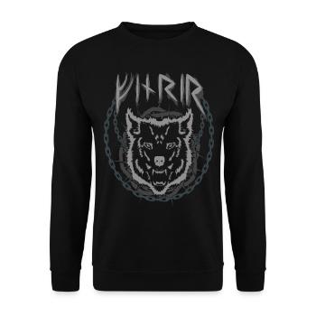 Fenrir Fenris Wolf Anciennes runes nordiques - Sweat-shirt Unisexe - noir - Devant - Alina (178cm) & Michal (187cm)