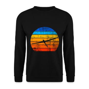 Segelfliegen Segelflugzeug Sonnenuntergang - Unisex Pullover - Schwarz - Vorne - Alina (178cm) & Michal (187cm)