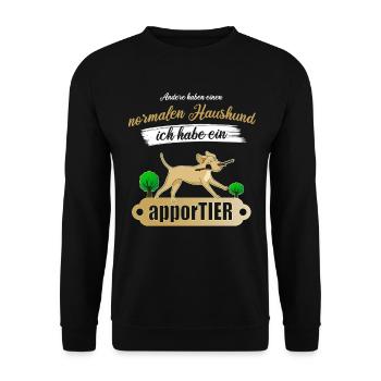 Ich habe ein apporTIER - Unisex Pullover - Schwarz - Vorne - Alina (178cm) & Michal (187cm)