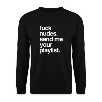 Send me your Playlist Geschenk Idee - Unisex Pullover - Schwarz - Vorne - Alina (178cm) & Michal (187cm)