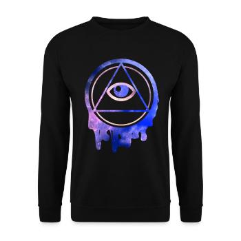 All Seeing Eye Illuminati Sterne - Unisex Pullover - Schwarz - Vorne - Alina (178cm) & Michal (187cm)