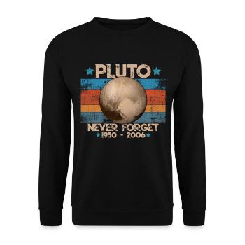 Never Forget Pluto Lustiges Planet Pluto Shirt - Unisex Pullover - Schwarz - Vorne - Alina (178cm) & Michal (187cm)