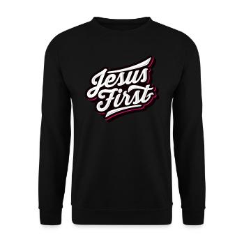 Jésus Premier Pray Prier Dieu foi religion - Sweat-shirt Unisexe - noir - Devant - Alina (178cm) & Michal (187cm)
