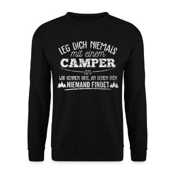 Camping - Unisex Pullover - Schwarz - Vorne - Alina (178cm) & Michal (187cm)