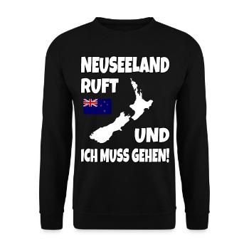 Neuseeland Ruft Und Ich Muss Gehen Backpacker - Unisex Pullover - Schwarz - Vorne - Alina (178cm) & Michal (187cm)