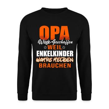 Opa - Wahrer Held - Unisex Pullover - Schwarz - Vorne - Alina (178cm) & Michal (187cm)