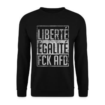 FCK AFD Liberté Égalité - Unisex Sweatshirt - black - Front - Alina (178cm) & Michal (187cm)